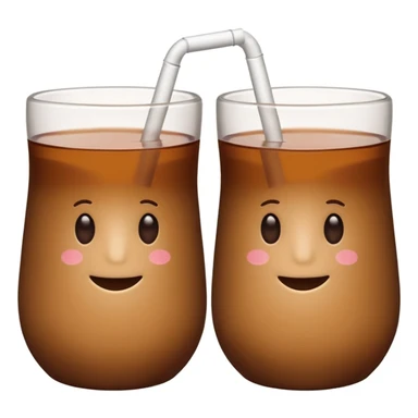 two brown mate tea cups, 500ml, plastic, clinking, no face, no straw, no handle, not in a cup, white background sticker