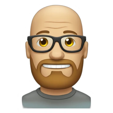 Tattooed bald man with beard and glasses, style Futurama sticker