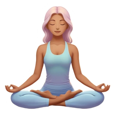 A peaceful person practicing yoga on a calm beach at sunrise, in a serene meditative pose. Soft pastel colors surround the scene, with gentle waves in the background and smooth, flowing lines representing balance and tranquility. The atmosphere feels centered and mindful. sticker