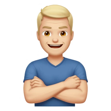 arms crossed around neck angry laughing guy sticker