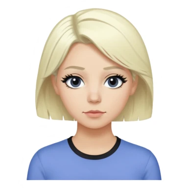 Emily Armstrong, Rock Singer (b.1986) with platinum blonde hair, periwinkle shirt sticker