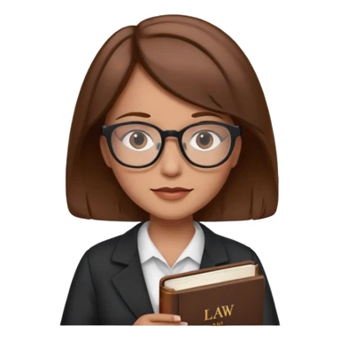 legal expert woman with brown hair and glasses holding a law book sticker