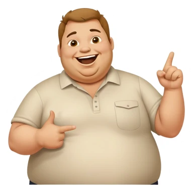 fat guy pointing and laughing holding idiot sign sticker