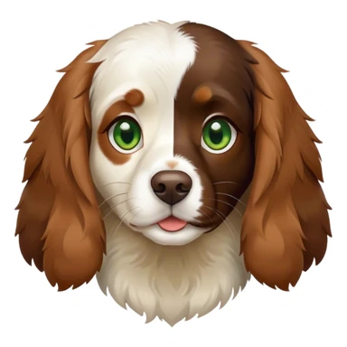 brown tricolor breton spaniel with green eyes with a white spot on the nose sticker