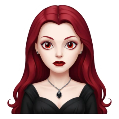 Vampira with long dark red hair sticker