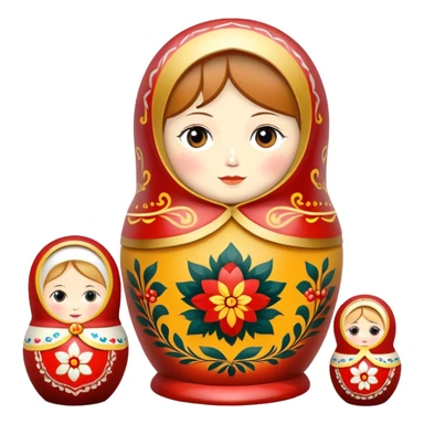 Matryoshka doll with Russian painting for
Maslenitsa sticker
