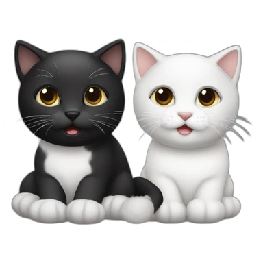 two cute cats, one white, white, black one black, black, white sticker