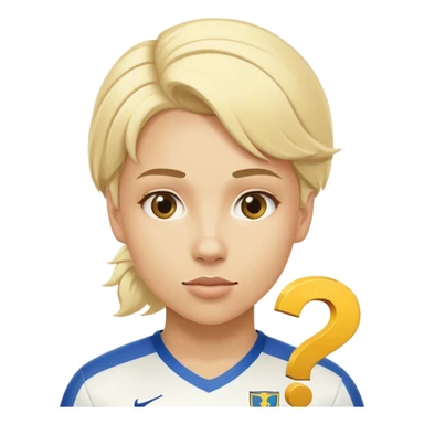 Swedish blonde soccer player with question mark sticker