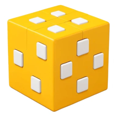  yellow cube shaped box stuffed with white question marker cubes sticker