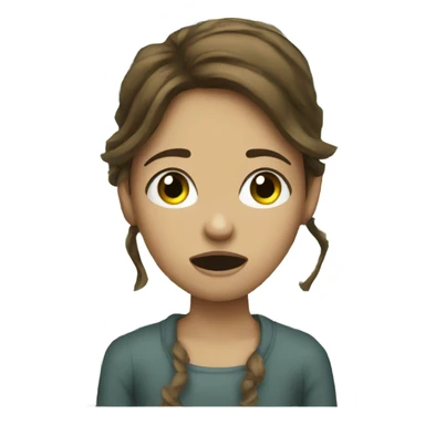 Girl with brown hair crying dollar bills sticker