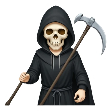zoomed black hood skull scythe sticker