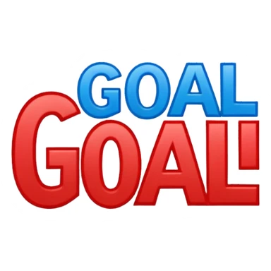 Word “Goal” sign comic style blue (#00A3E0) and red (#F9423A)  sticker