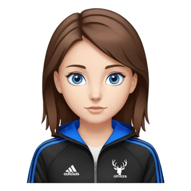 Girl Deer adidas black sport suit blue eyes brown hair  sticker