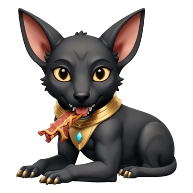  Fit mean Short-eared Black fur beautiful female robo anubis puppy statue gargoyle posed biting bacon  sticker