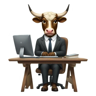 bull wearing suit using computer sticker