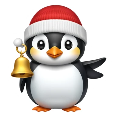 Penguin with beanie ringing bell sticker
