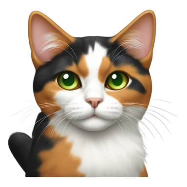 Calico Cat Full Body Green Eyes sticker