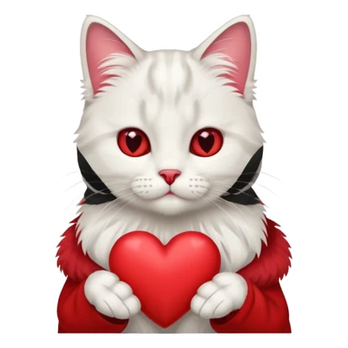 siberian white cat holding heart sticker