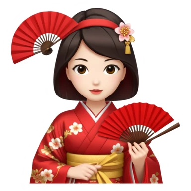 Kimono princess, red kimono with fan sticker