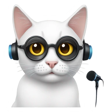 cat with earphone and mic podcasti sticker