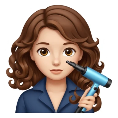 generate a girl with brown hair while curling it longer hair sticker