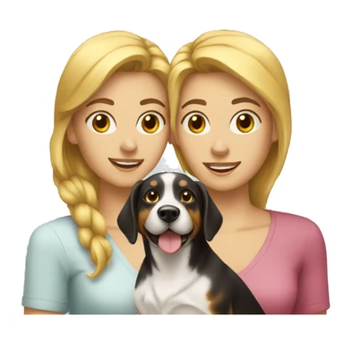 two women with a dog sticker