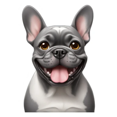 smiling dark grey french bulldog sticker