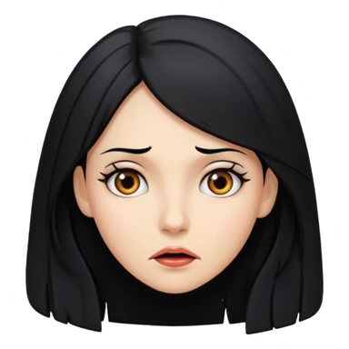 A beautiful woman with long, black hair looked puzzled. sticker