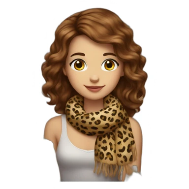 Girl brown Hair with print leopard scarf in a gay sticker
