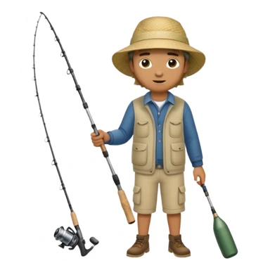 Man in motion casting a fishing rod full body sticker