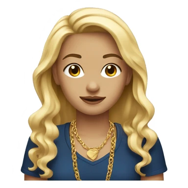 Blonde girl with a dark blue t-shirt and gold jewelry  sticker