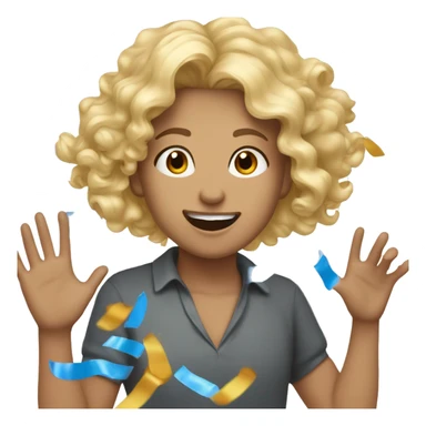 Blonde girl curly hair throwing confetti at a white man brown  sticker
