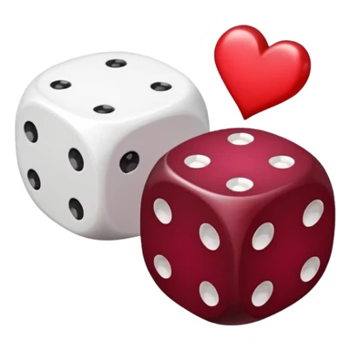 two dices in with burgundy red heart details sticker