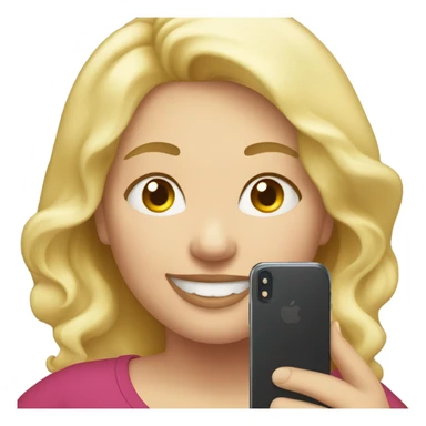 overweight blondie woman happy with a smartphone on hands sticker