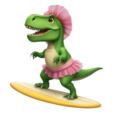 T-rex wearing a tutu on a surfboard sticker
