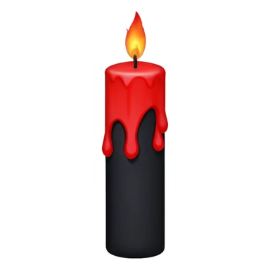iOS sticker, dark candle, black wax, red flame, minimal sticker