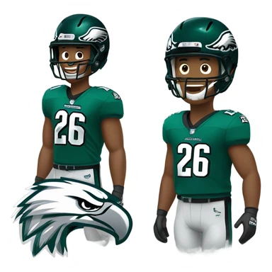Saquon Barkley in the Kelly green jersey with the number 26 and classic eagles helmet on  sticker