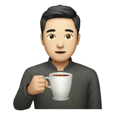 Korean man drinks tea sticker