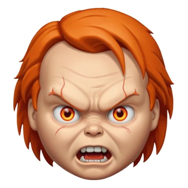 Tête de chucky énerver avec les yeux orange sticker
