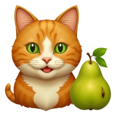 katze mit birne zwischen den zähnen  sticker