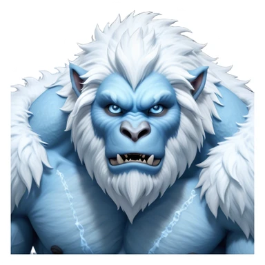 Cinematic Realistic WoW Yeti Portrait, depicted as a majestic, colossal creature of the frozen wilds, with thick, shaggy fur in pristine icy white and subtle pale blue highlights. His powerful, muscular frame and piercing ice-blue eyes exude ancient wisdom and raw strength. Rendered with lifelike texture and natural frosty lighting, high shine, noble and imposing, capturing the essence of a legendary yeti guardian. sticker
