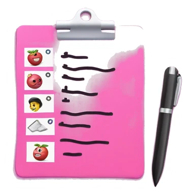 Initials SS on a bright pink clipboard check list sticker