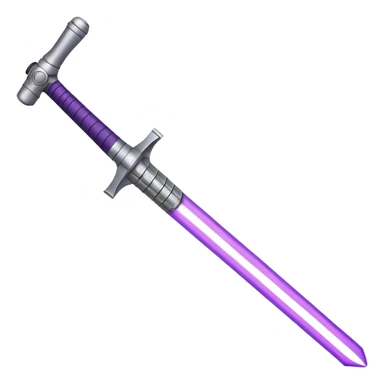 A silver, curved, count dooku style, lightsaber hilt with a purple lightsaber blade sticker