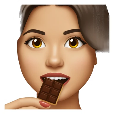 Selena Gomez eating chocolate sticker