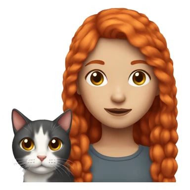 girl with red hair and cat sticker