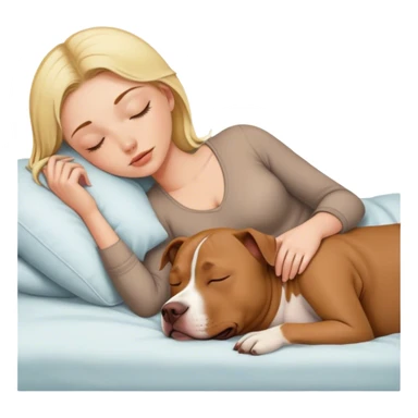 blonde girl sleeping with a brown pitbull  sticker