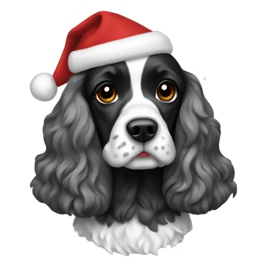Black and grey cocker spaniel with Christmas jumper on sticker
