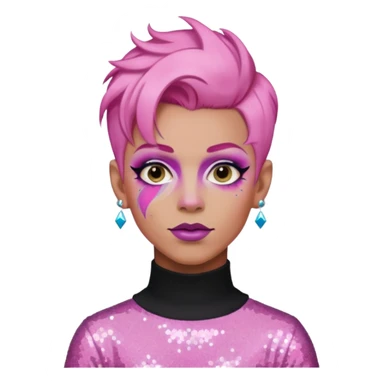 pink hair drag king fabulous makeup with glitter sticker