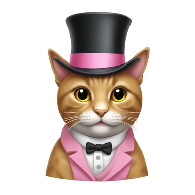 cat wearing pink top hat with monocle sticker