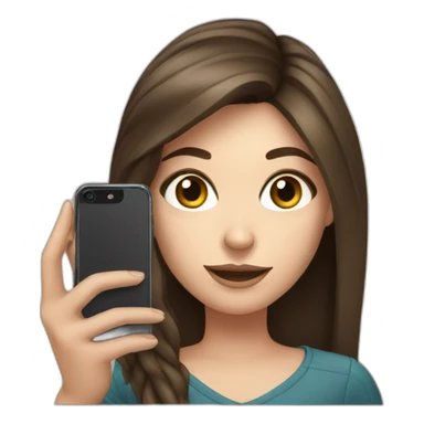 brunette white girl making a selfie with phone sticker